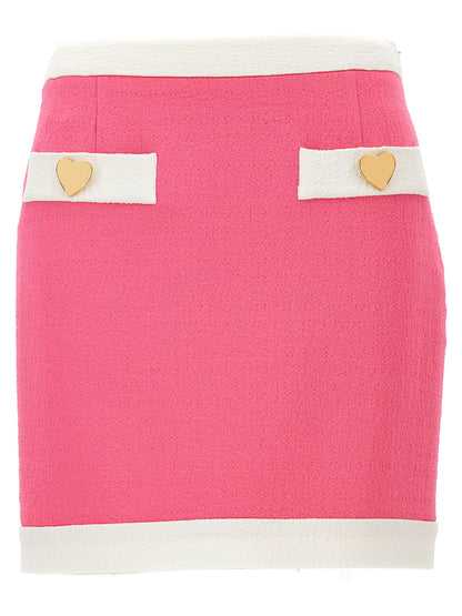 Moschino Viscose Maxi Skirt with Heart Buttons