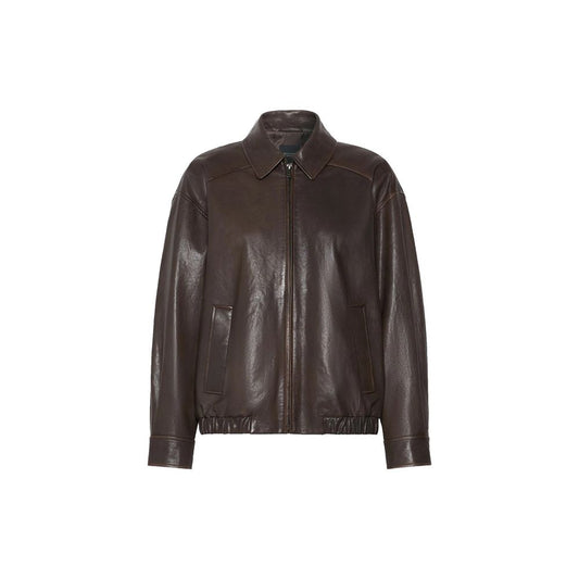 Max Mara Brown Lambskin Leather Jacket