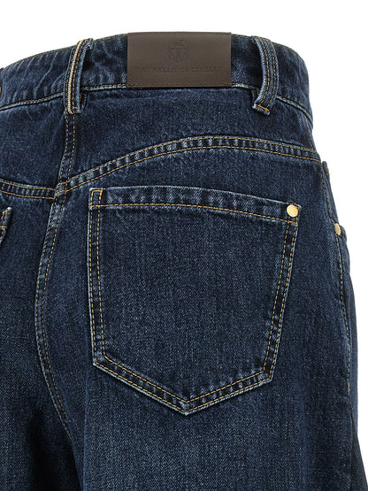 Jeans in denim di cotone blu Brunello Cucinelli