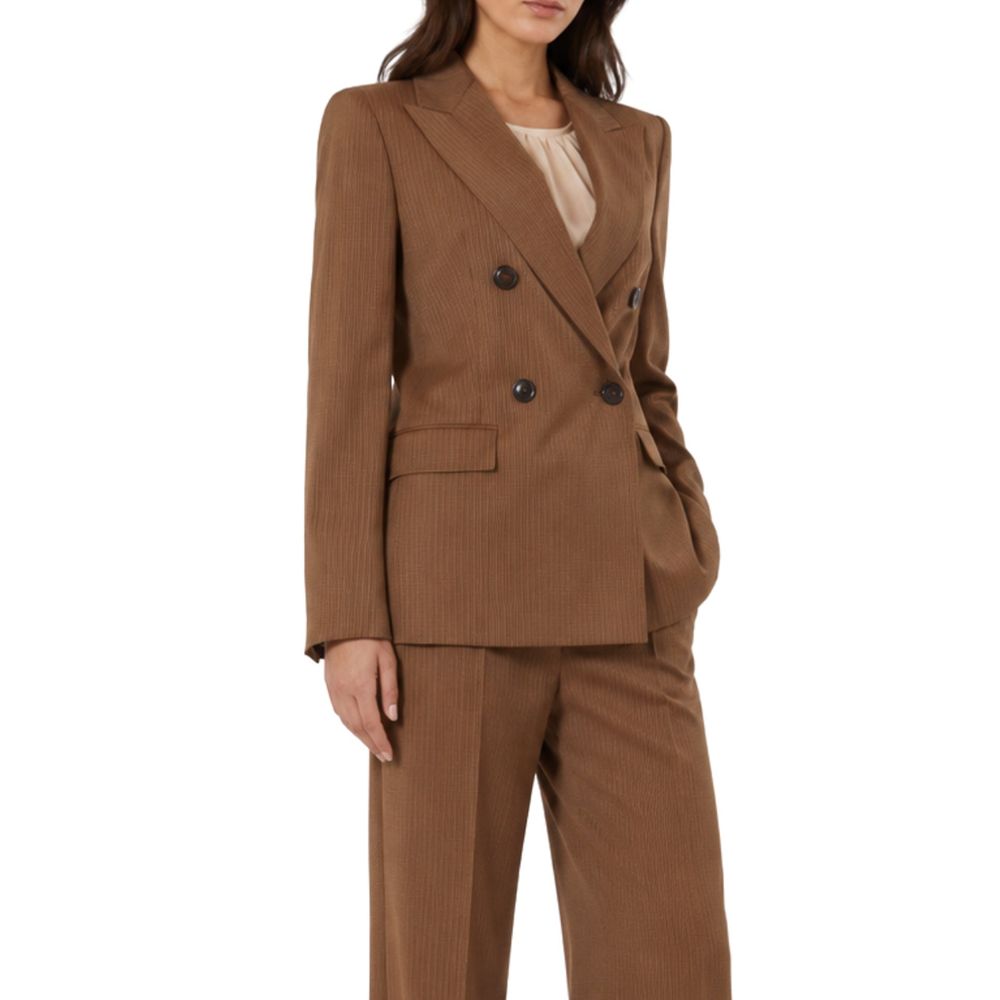 Max Mara Blazer Marrone Doppiopetto in Lana Vergine