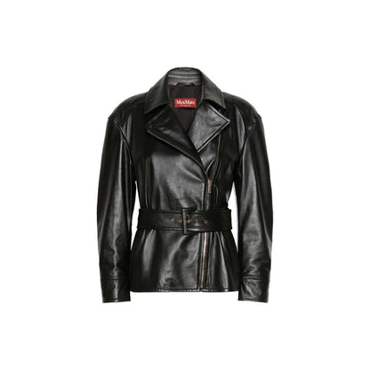 Max Mara Schwarze Lammlederjacke