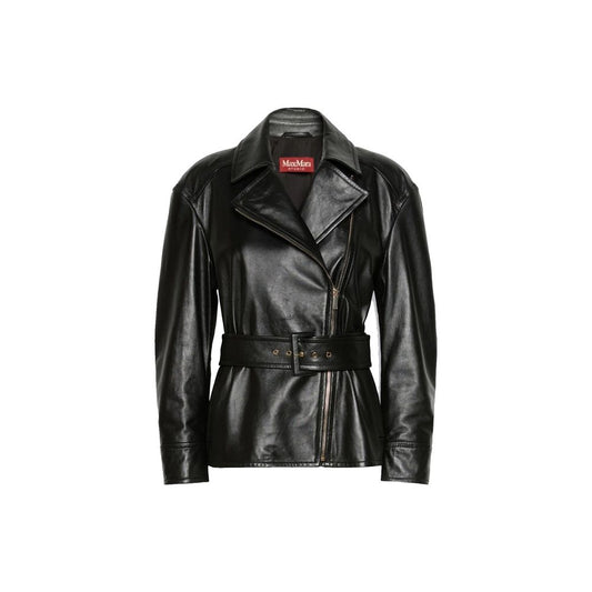 Max Mara Black Lambskin Nappa Leather Jacket