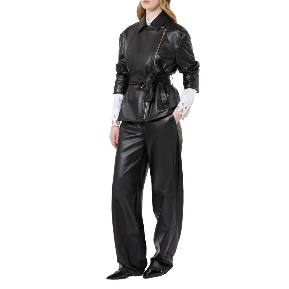 Max Mara Schwarze Lammlederjacke