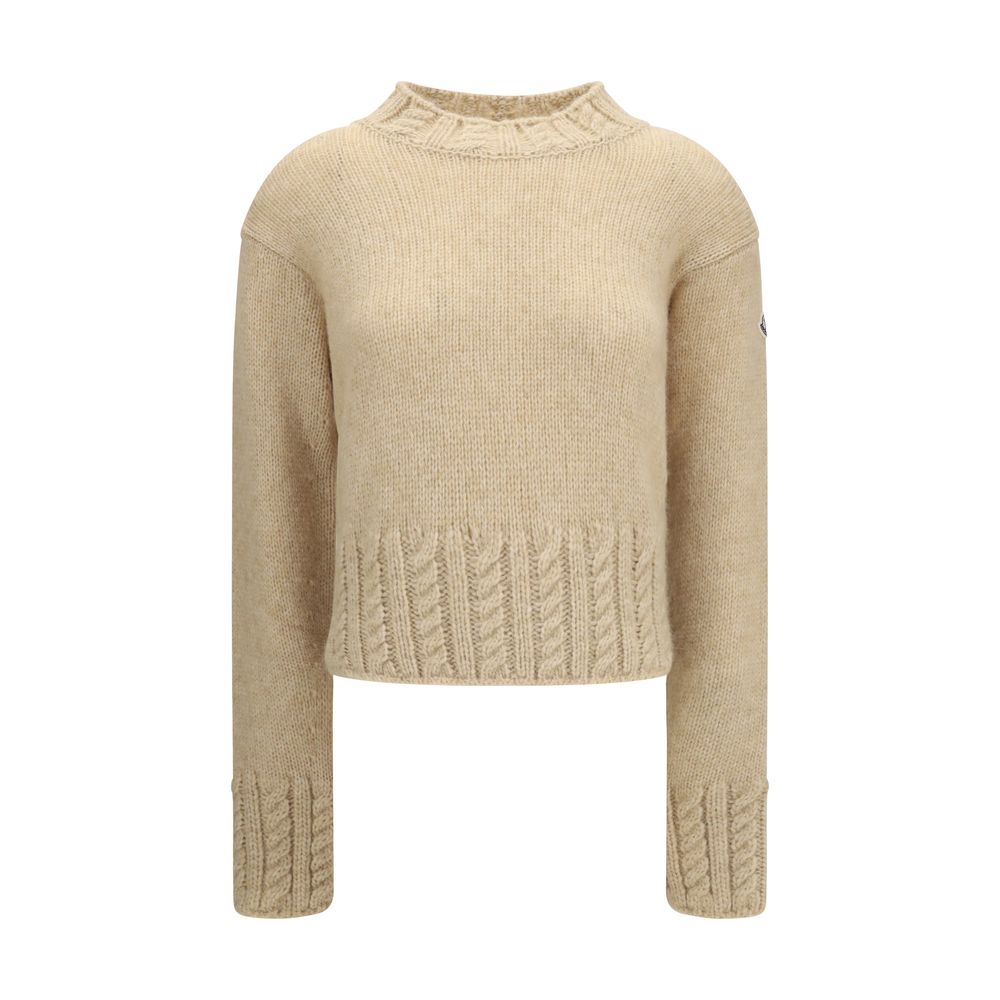 Maglione a collo alto in alpaca beige Moncler