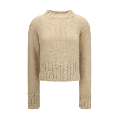 Maglione a collo alto in alpaca beige Moncler