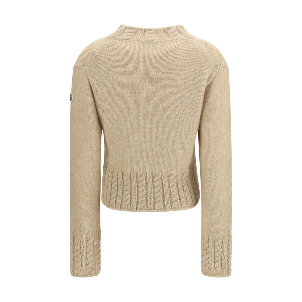 Maglione a collo alto in alpaca beige Moncler