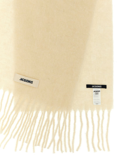 Jacquemus White Alpaka-Leather-Foulard