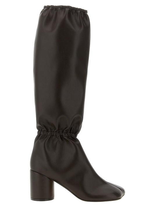 MM6 Maison Margiela Braune Anatomic Overknee-Stiefel aus Polyurethan