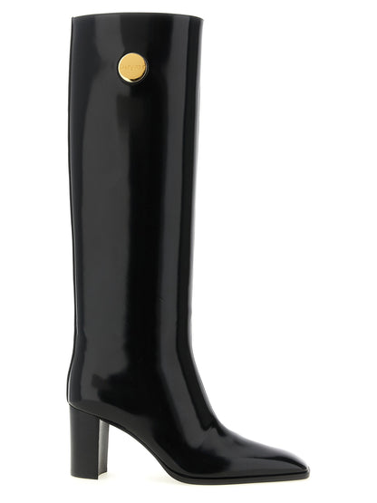 Saint Laurent Schwarzes Kalbsleder Over-the-Knee