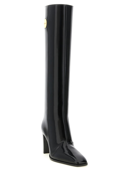 Saint Laurent Schwarzes Kalbsleder Over-the-Knee