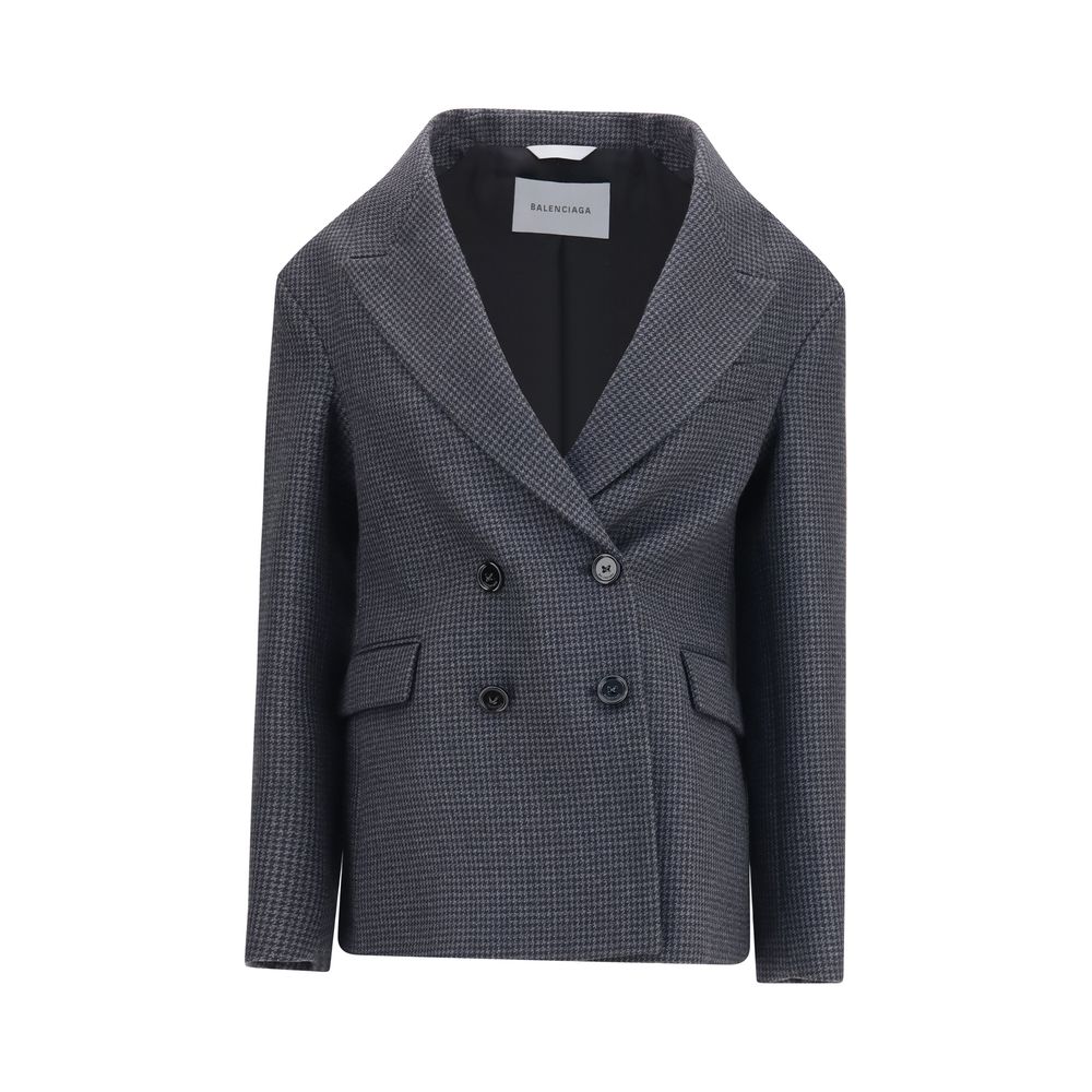 Balenciaga Blazer Grigio Pied-de-Poule in Lana Merino