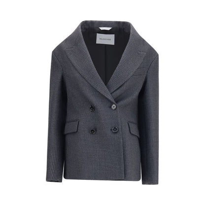 Balenciaga Blazer Grigio Pied-de-Poule in Lana Merino