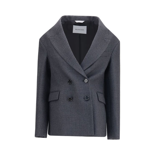 Balenciaga Blazer Grigio Pied-de-Poule in Lana Merino