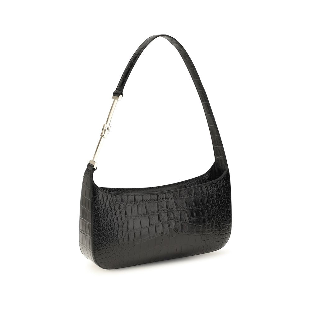 Tom Ford nero pelle di vitello-borsa a spalla con Krokodilprägung
