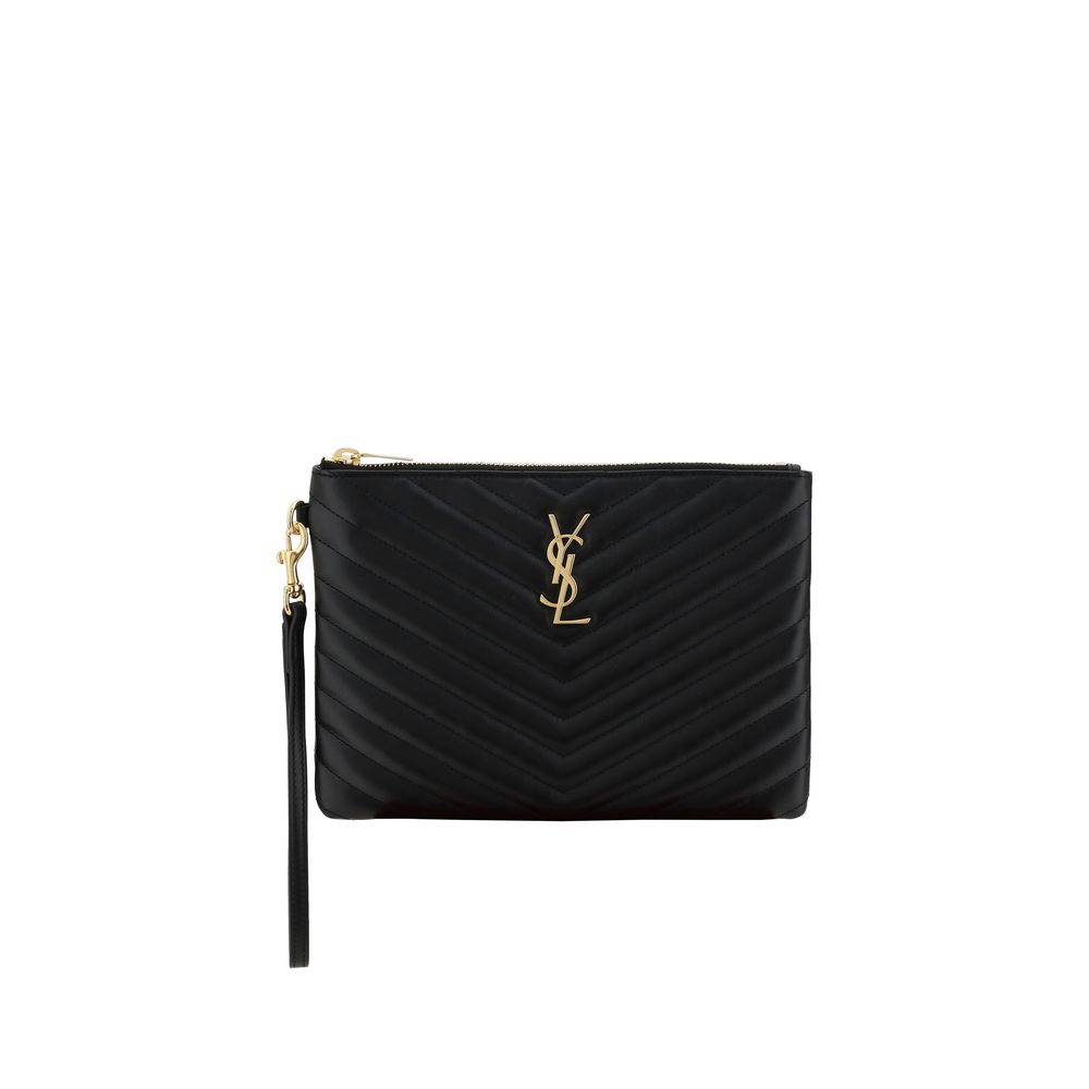Saint Laurent nero pelle di vitello clutch