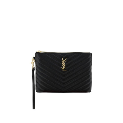 Saint Laurent nero pelle di vitello clutch