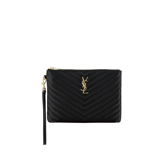 Saint Laurent nero pelle di vitello clutch