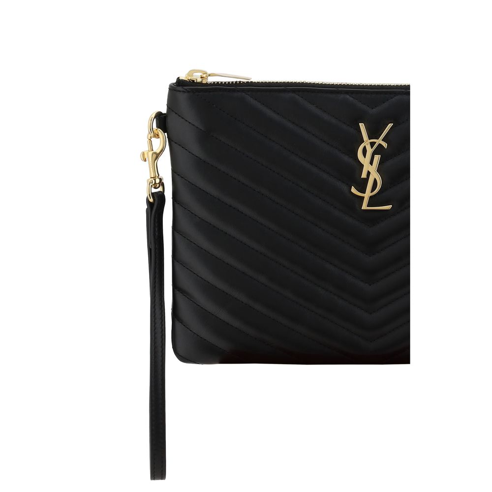 Saint Laurent nero pelle di vitello clutch