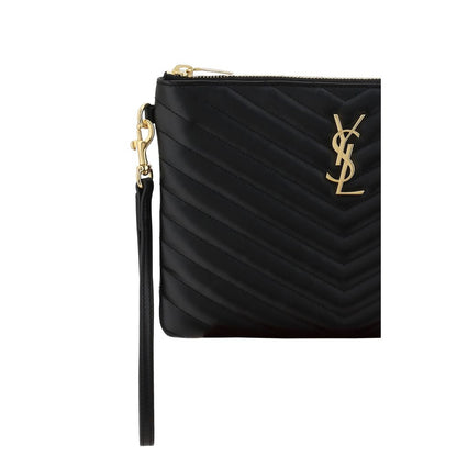 Saint Laurent nero pelle di vitello clutch