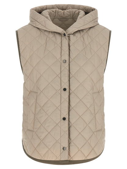 Brunello Cucinelli Beige Polyamid Ärmellose Jacke