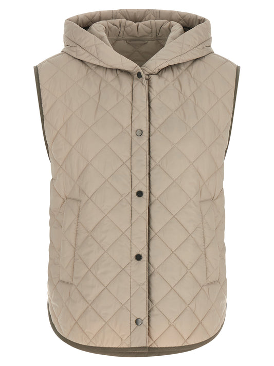 Brunello Cucinelli beige poliammide giacca smanicata