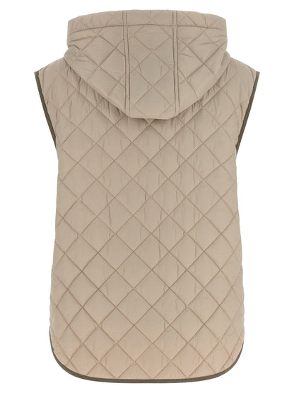 Brunello Cucinelli Beige Polyamid Ärmellose Jacke