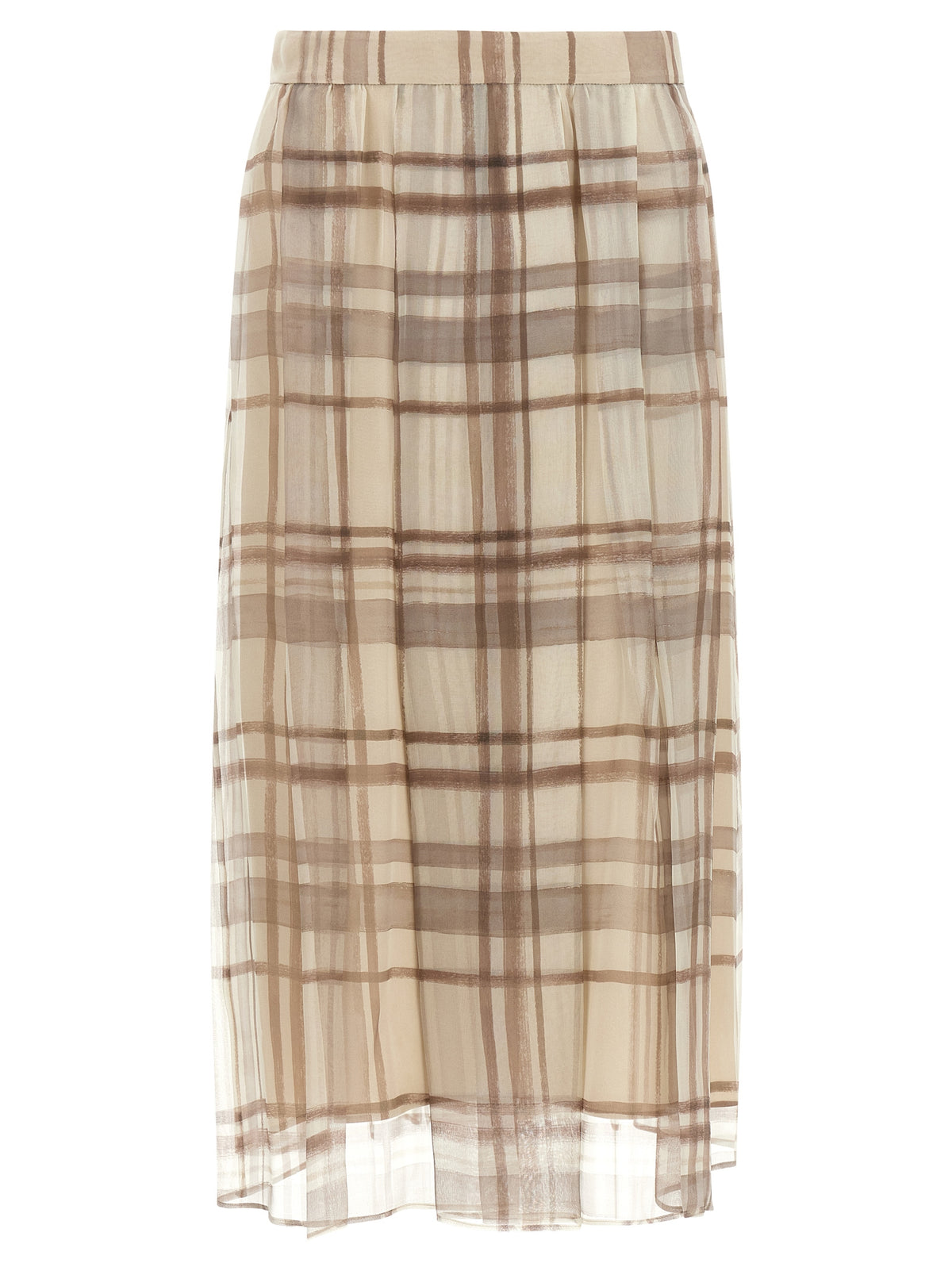 Brunello Cucinelli beige seta -gonna midi