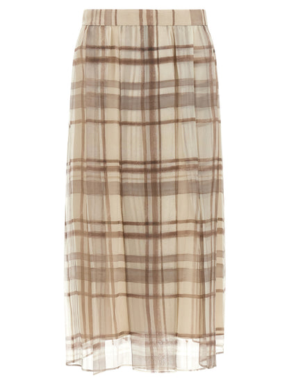 Brunello Cucinelli beige seta -gonna midi