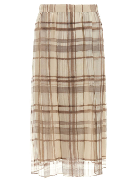 Brunello Cucinelli beige seta -gonna midi