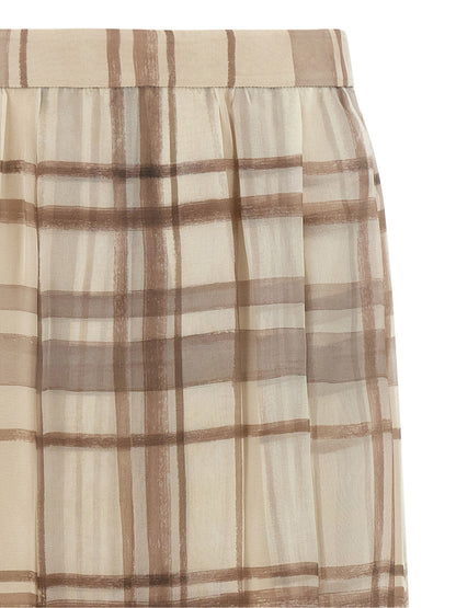 Brunello Cucinelli beige seta -gonna midi