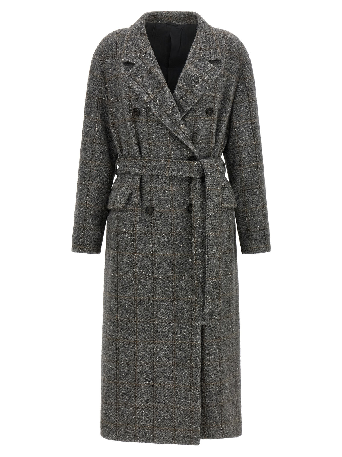 Brunello Cucinelli Grayr Coat in Alpaca und Leder