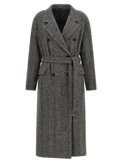 Brunello Cucinelli Grayr Coat in Alpaca und Leder