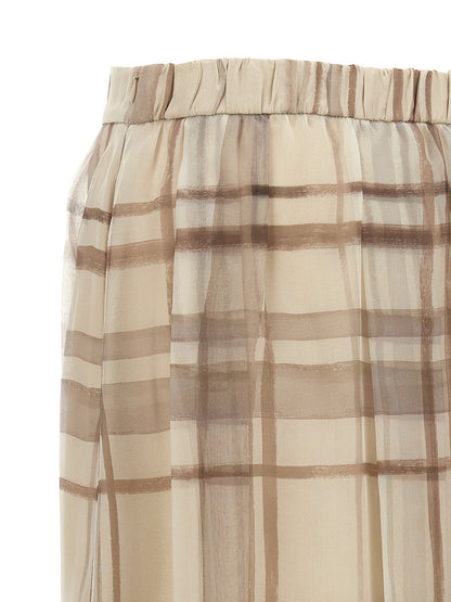Brunello Cucinelli beige seta -gonna midi