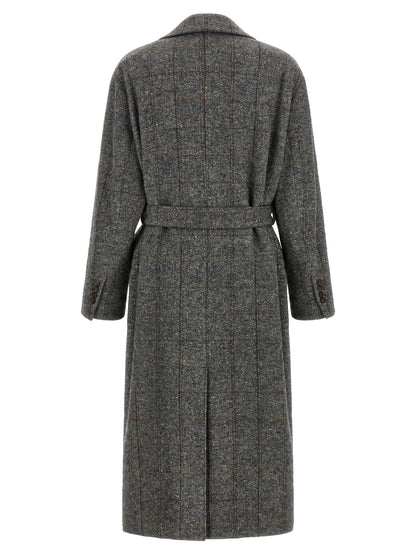 Brunello Cucinelli Grayr Coat in Alpaca und Leder