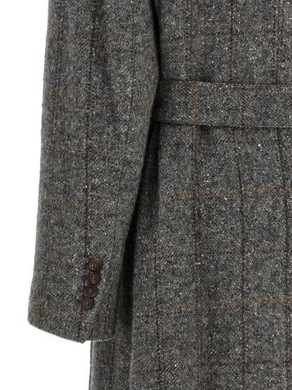 Brunello Cucinelli Grayr Coat in Alpaca und Leder