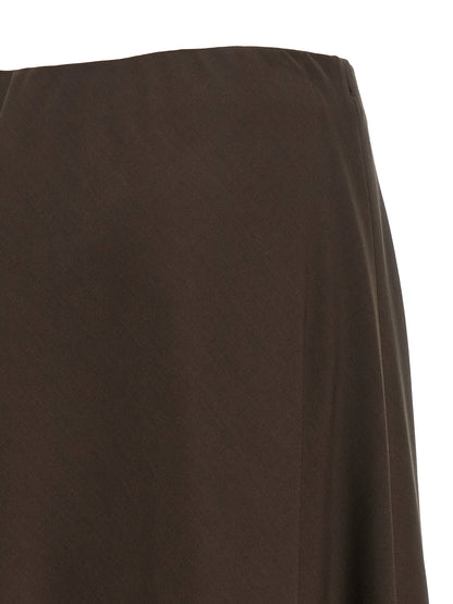 Brunello Cucinelli Brauner Midi-Rock aus reiner Schurwolle