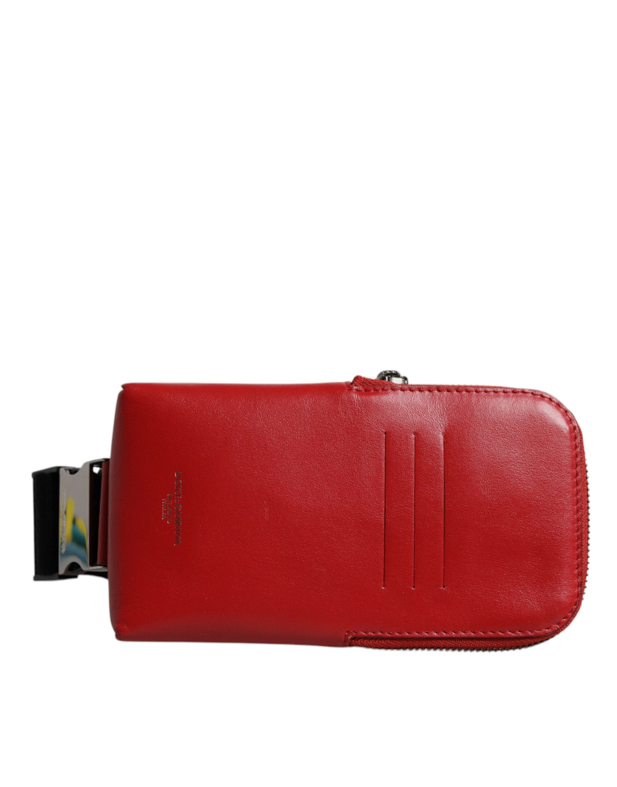 Borsa a tracolla Dolce & Gabbana in pelle di vitello rossa con porta carte e telefono