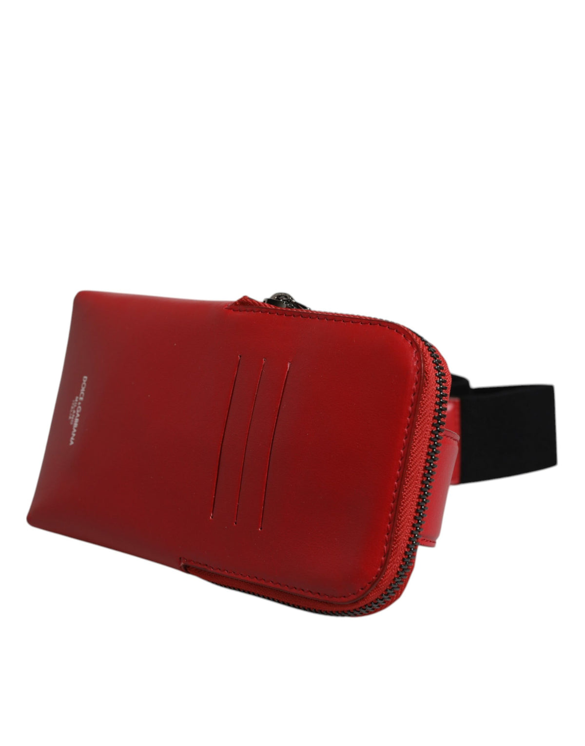 Borsa a tracolla Dolce & Gabbana in pelle di vitello rossa con porta carte e telefono