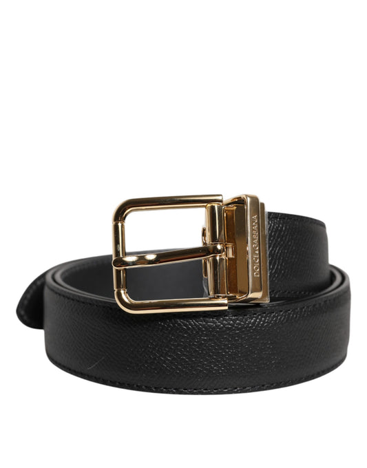 Dolce & Gabbana cintura r genarbtem goldfarbener Metallschnalle nero in pelle
