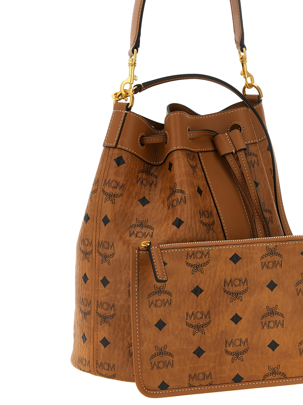 MCM borsa a spalla in marronem Polyethylen