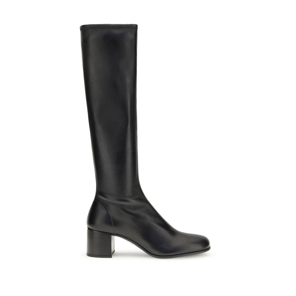 Prada nero pelle di agnello-stivaletti