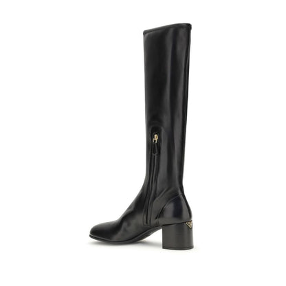 Prada nero pelle di agnello-stivaletti