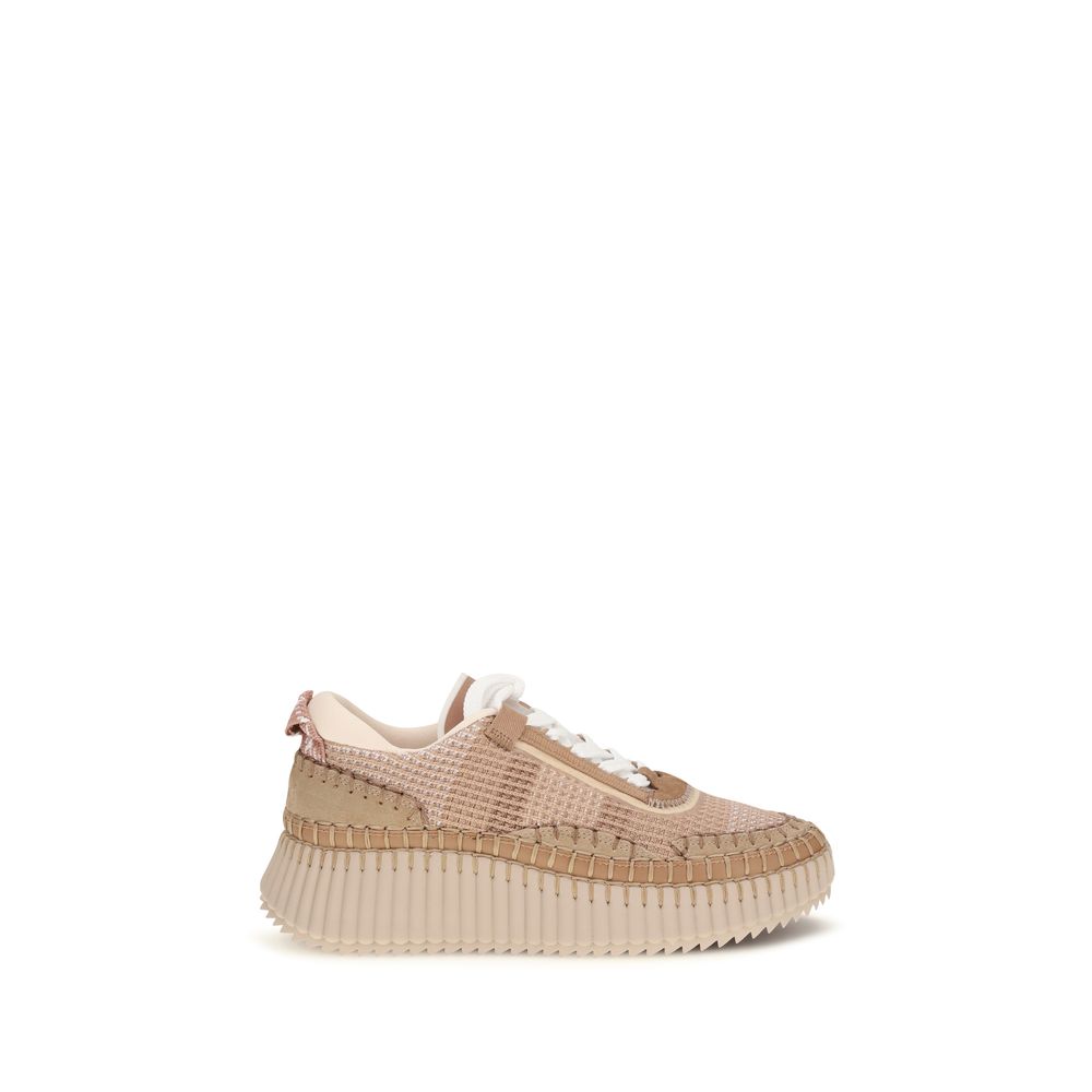 Chloé Beigefarbene Sportschuhe in Nylon