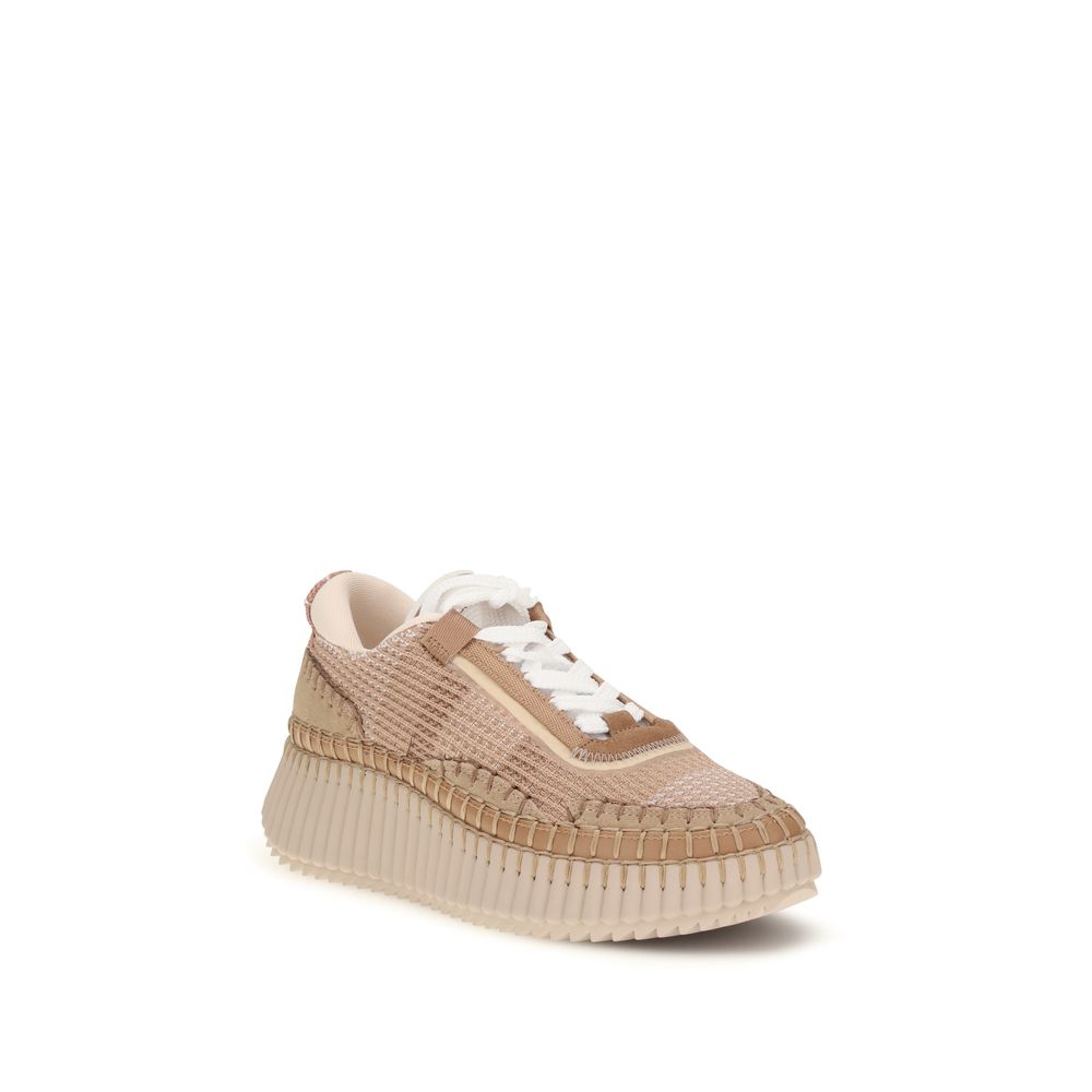 Chloé Beigefarbene Sportschuhe in Nylon