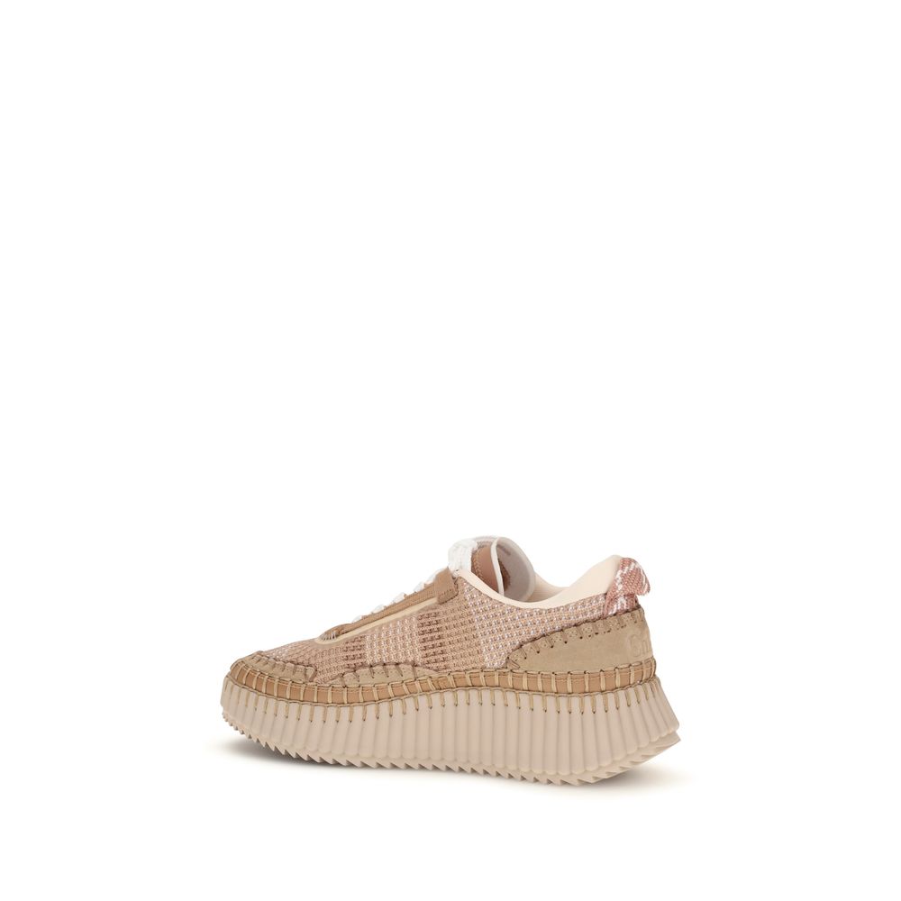 Chloé Beigefarbene Sportschuhe in Nylon