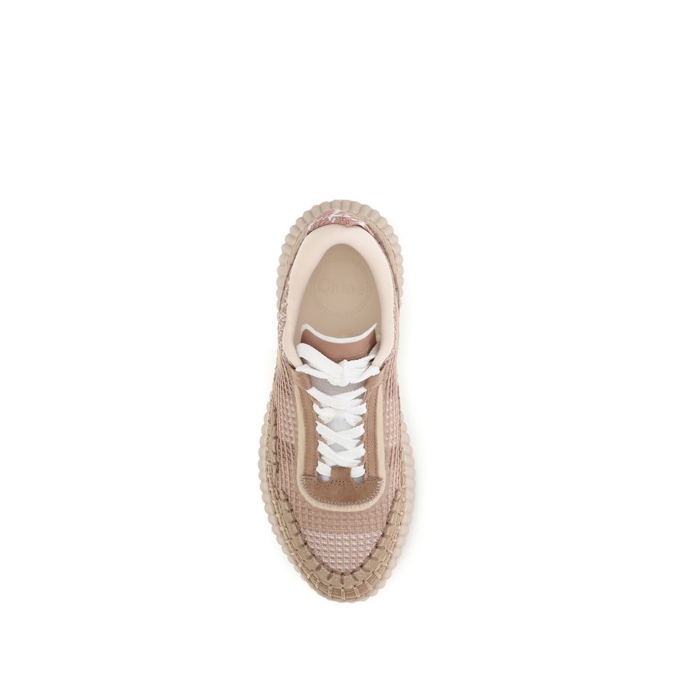 Chloé Beigefarbene Sportschuhe in Nylon