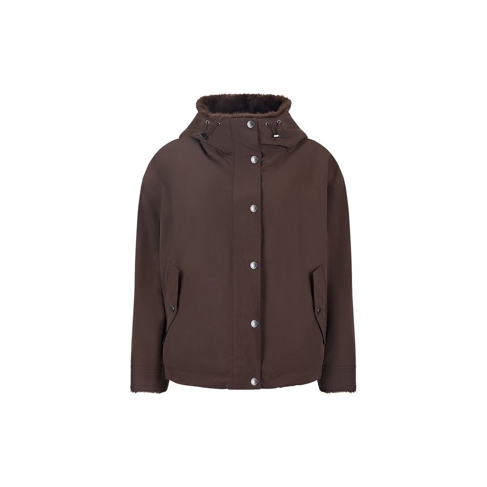 Max Mara marrone cotone giacca in voller Länge