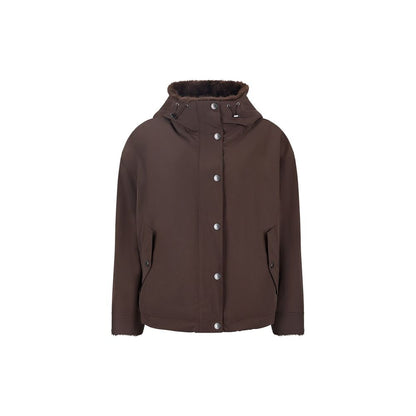 Max Mara marrone cotone giacca in voller Länge
