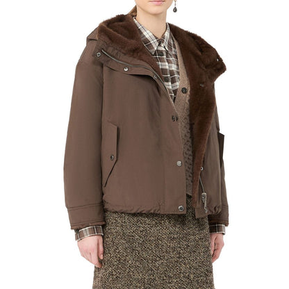Max Mara marrone cotone giacca in voller Länge
