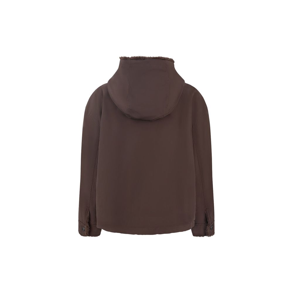 Max Mara marrone cotone giacca in voller Länge